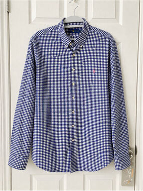 Men's‎ Ralph Lauren Casual Button Down Shirt XL Blue White Gingham